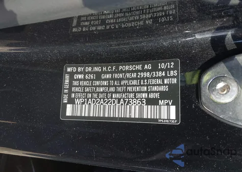 2013 Porsche Cayenne Gts z USA, uszkodzony, nr VIN WP1AD2A22DLA73863